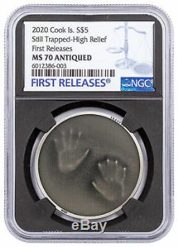 2020 CI $5 1 oz Silver Trapped II High Relief Antiqued NGC MS70 FR BC WithCOA