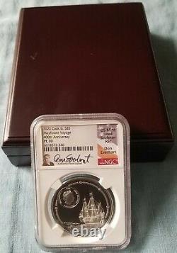 2020 Cook Is. $5 1oz Silver PL70 ULTRA HIGH RELIEF 400TH ANNIVERSARY MAYFLOWER