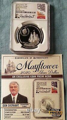 2020 Cook Is. $5 1oz Silver PL70 ULTRA HIGH RELIEF 400TH ANNIVERSARY MAYFLOWER