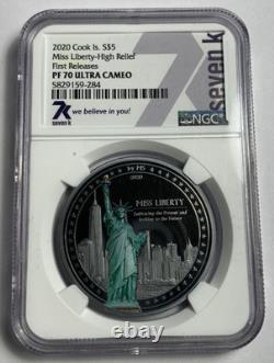 2020 Cook Island $5 Silver High Relief Miss Liberty NGC PF-70UC First Release 7k