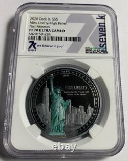 2020 Cook Island $5 Silver High Relief Miss Liberty NGC PF-70UC First Release 7k