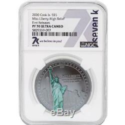 2020 Cook Island MISS LIBERTY (PF70) 1oz Ultra Cameo Silver Coin