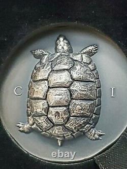 2020 Cook Islands 1 Ounce Tortoise Ultra High Relief Antique Finish Silver Coin