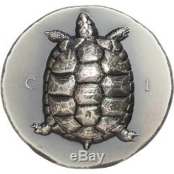 2020 Cook Islands 1 oz Tortoise Ultra High Relief Antique Finish Silver Coin