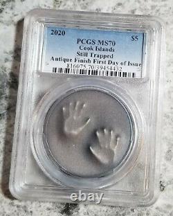 2020 Cook Islands 1 oz silver $5 coin Still Trapped Antiqued PCGS MS70 FDoI