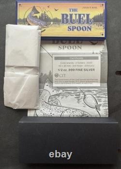 2020 Cook Islands $2 Buel Spoon Fishing Lure Shaped 1/2 oz. 999 Silver