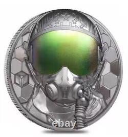 2020 Cook Islands $20 3 Oz. 999 Silver Fighter Pilot Real Heros Black Proof