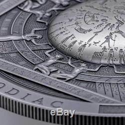 2020 Cook Islands 3 oz Dendera Zodiac High Relief Antique Finish Silver Coin