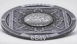 2020 Cook Islands 3 oz Dendera Zodiac High Relief Antique Finish Silver Coin