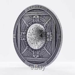 2020 Cook Islands 3 oz Dendera Zodiac High Relief Antique Finish Silver Coin