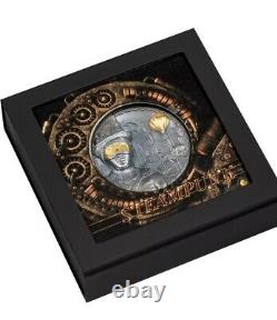 2020 Cook Islands 3oz Antiqued Silver Steampunk High Relief $20