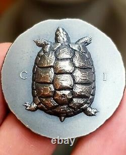 2020 Cook Islands $5 1 oz Silver Tortoise Ultra High Relief Antiqued Coin BU