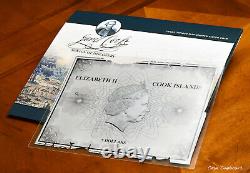 2020 Cook Islands $5 Captain Cook's Discoveries Map Foil. 999 Silver