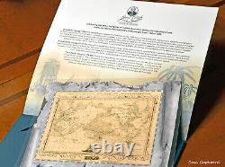 2020 Cook Islands $5 Captain Cook's Discoveries Map Foil. 999 Silver