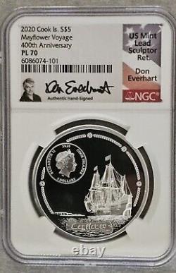 2020 Cook Islands $5 Mayflower Voyage 400th Anniversary NGC PL 70 Don Everhart