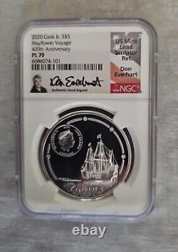 2020 Cook Islands $5 Mayflower Voyage 400th Anniversary NGC PL 70 Don Everhart