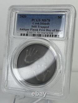 2020 Cook Islands $5 Still Trapped PCGS MS70 Antiqued FDOI Coin