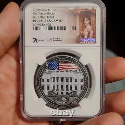 2020 Cook Islands $5 The White House. 999 Silver Ultra High Relief NGC PF70 UC