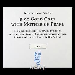 2020 Cook Islands 5 oz Gold Mother of Pearl Year of the Rat SKU#191302