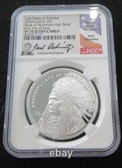 2020 Cook Islands Lost States of America 4 Coin Set NGC Graded PF70