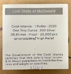 2020 Cook Islands Lost States of America McDonald 1oz Silver Proof Coin