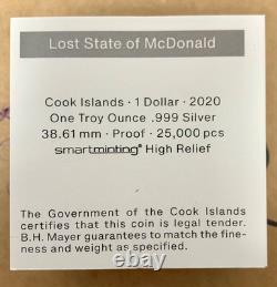 2020 Cook Islands Lost States of America McDonald 1oz Silver Proof Coin