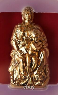 2020 Cook Islands MADONNA OF BRUGES 3 oz. Gilded Silver PCGS MS70, Box/COA-RARE