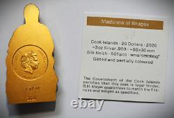 2020 Cook Islands Madonna of Bruges 3 oz Gilded Silver Coin