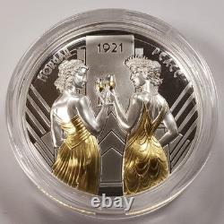 2021 $1 Cook Islands 1 oz. 999 Silver Gilded Proof Morgan & Peace COA Q3913