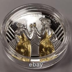 2021 $1 Cook Islands 1 oz. 999 Silver Gilded Proof Morgan & Peace COA Q3913