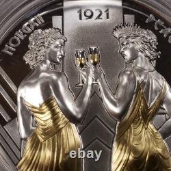 2021 $1 Cook Islands 1 oz. 999 Silver Gilded Proof Morgan & Peace COA Q3913