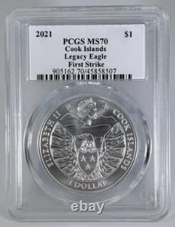 2021 $1 Cook Islands Silver Legacy Eagle PCGS MS70 First Strike