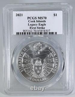 2021 $1 Cook Islands Silver Legacy Eagle PCGS MS70 First Strike