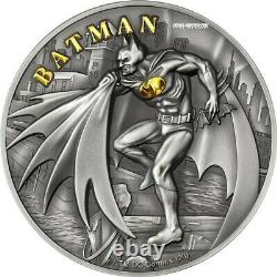 2021 2 Oz Silver $10 Cook Islands BATMAN Antique Finish Coin