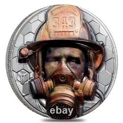 2021 3 oz Proof Silver Real Heroes Firefighter Cook Islands Coin. 999 Fine