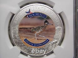 2021 $5 Cook Island 7K Metals U. S. Animals New Mexico ROADRUNNER NGC MS70 #023