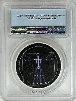 2021 $5 Cook Islands 1oz Silver Proof X-Ray Vitruvian Man PCGS PR70 First Strike