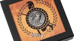 2021 $5 Cook Islands, ATHENA'S OWL 1oz 999 Silver Coin withWindowed Box & COA