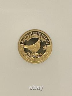 2021 $5 Cook Islands NGC PF70 Proof Cameo 1/2g. 999 Gold Pennsylvania Grouse