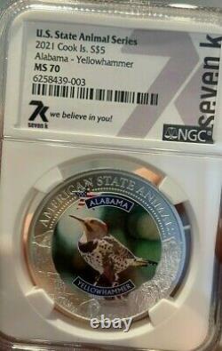 2021 Alabama Silver Yellow Hammer MS 70 NGC 1 Troy Ounce 5 Dollars Brand New