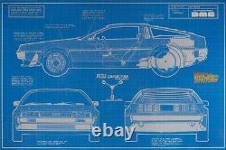 2021 Back to the Future Delorean Blueprint Large 35g Silver Foil Poster 588 Made