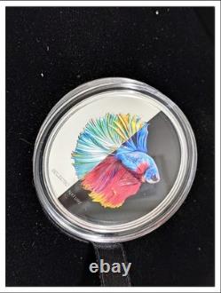 2021 CIT Cook Islands Eclectic Nature Fighting Fish. 999 1 oz. Silver $5 Coin