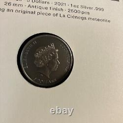 2021 CIT Cook Islands Meteorite Impacts La Cienega. 999 1 oz. Silver $5 Coin