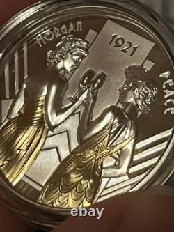 2021 CIT Cook Islands Morgan & Peace 1oz Silver Gilded Proof Coin GR Reserve LTD