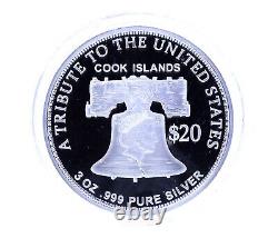 2021 COOK ISLANDS 3 OZ American $20 DOUBLE EAGLE Silver Medal Coin