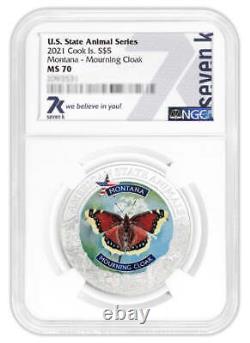 2021 COOK ISLANDS MONTANA MOURNING CLOAK Butterfly NGC MS70 AMERICAN STATE ANIMA
