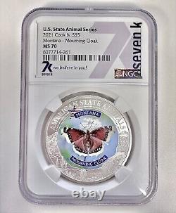 2021 COOK ISLANDS MONTANA MOURNING CLOAK Butterfly NGC MS70 AMERICAN STATE ANIMA