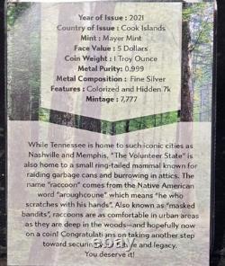 2021 Cook Island $5 Silver American State Animals Racoon NGC MS 70