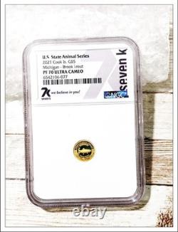 2021 Cook Island $5 U. S. State Animal Series Michigan, Brook Trout NGC PF70 UC