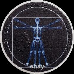 2021 Cook Island $5, VITRUVIAN MAN X-RAY, 1oz 999 Silver Coin, 1st in Series